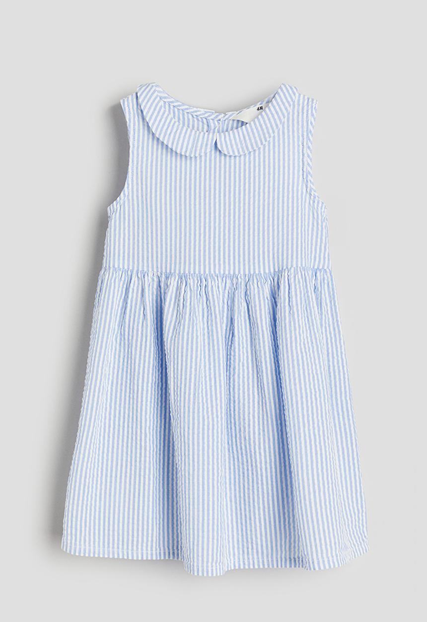 H&M - Cotton dress - light blue striped