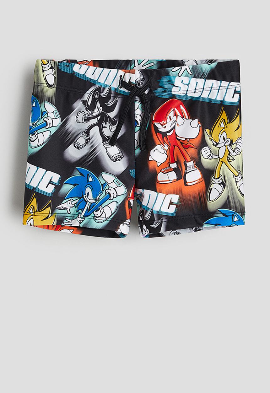 H&M - Printed swimming trunks - black sonic the hedgehog