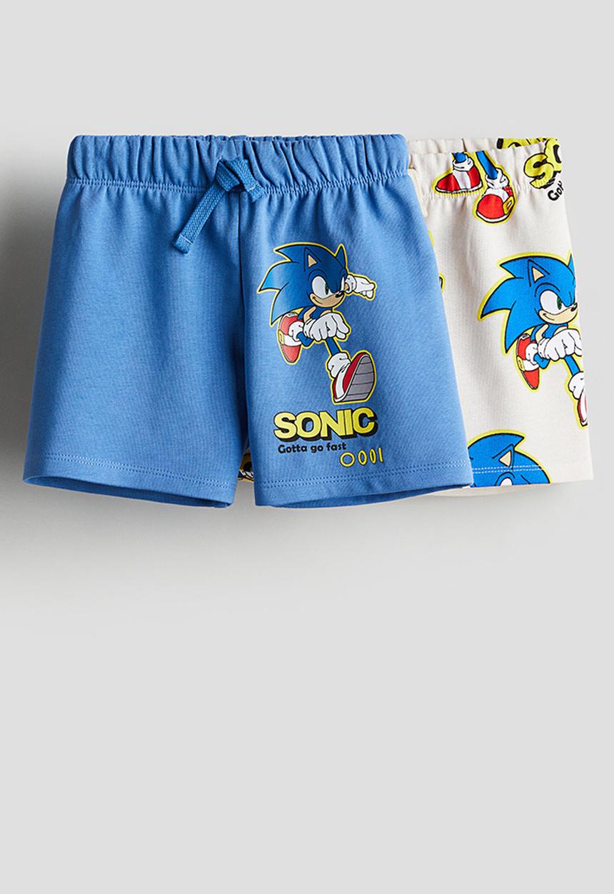 H&M - 2 pack printed sweatshorts - blue sonic the hedgehog