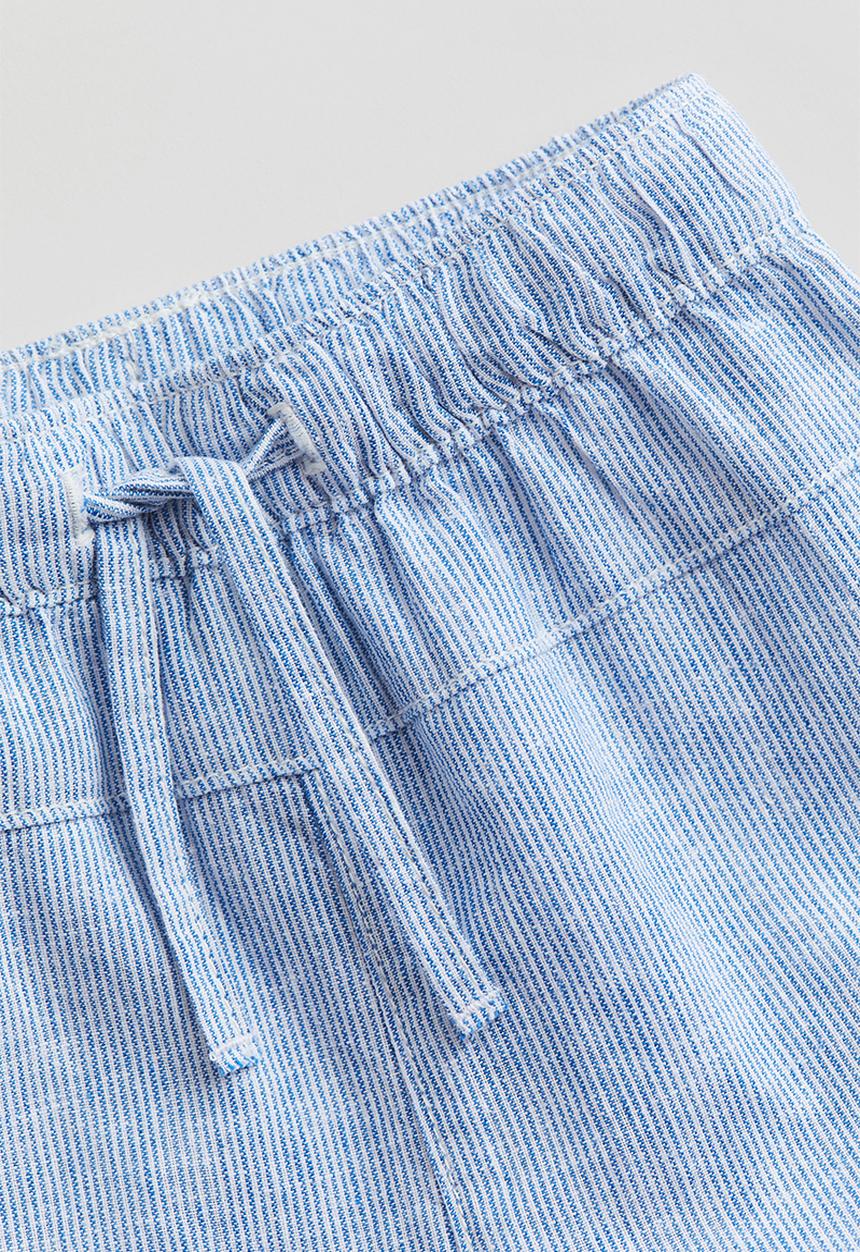 H&M - Linen-blend trousers - light blue & white-striped
