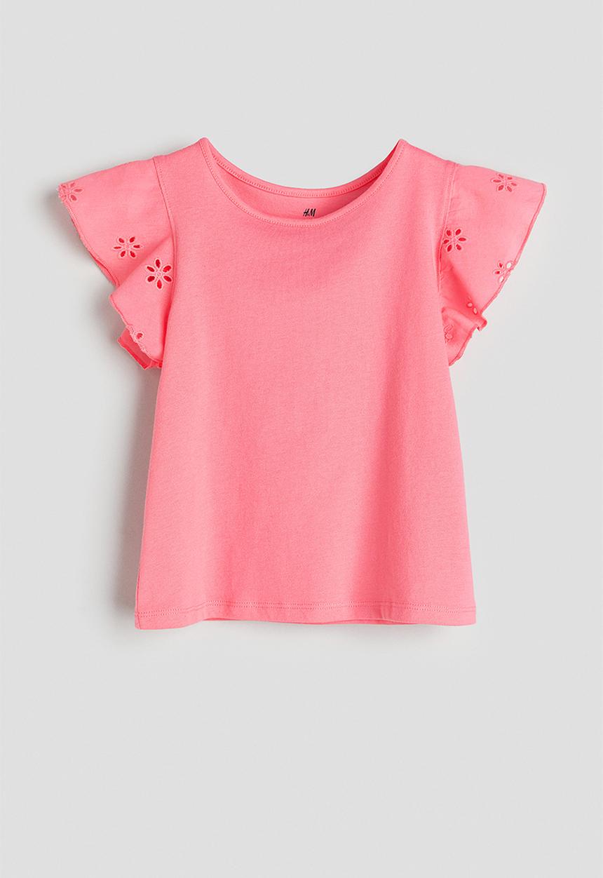 H&M - Jersey top with broderie anglaise - pink