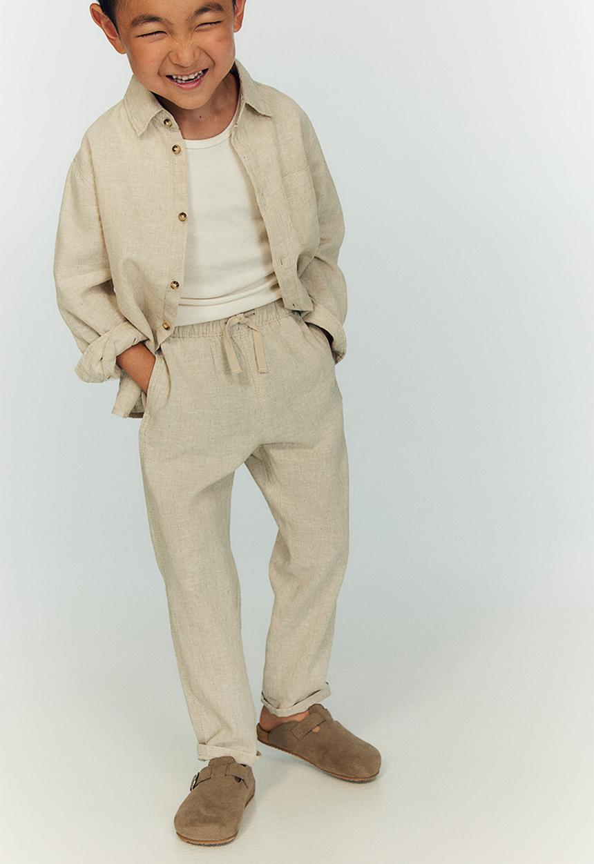 H&M - Linen-blend pull-on trousers - beige