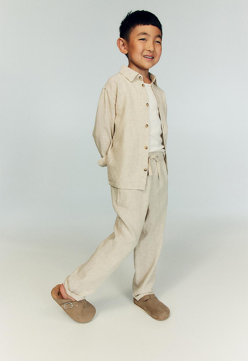 H&M - Linen-blend pull-on trousers - beige
