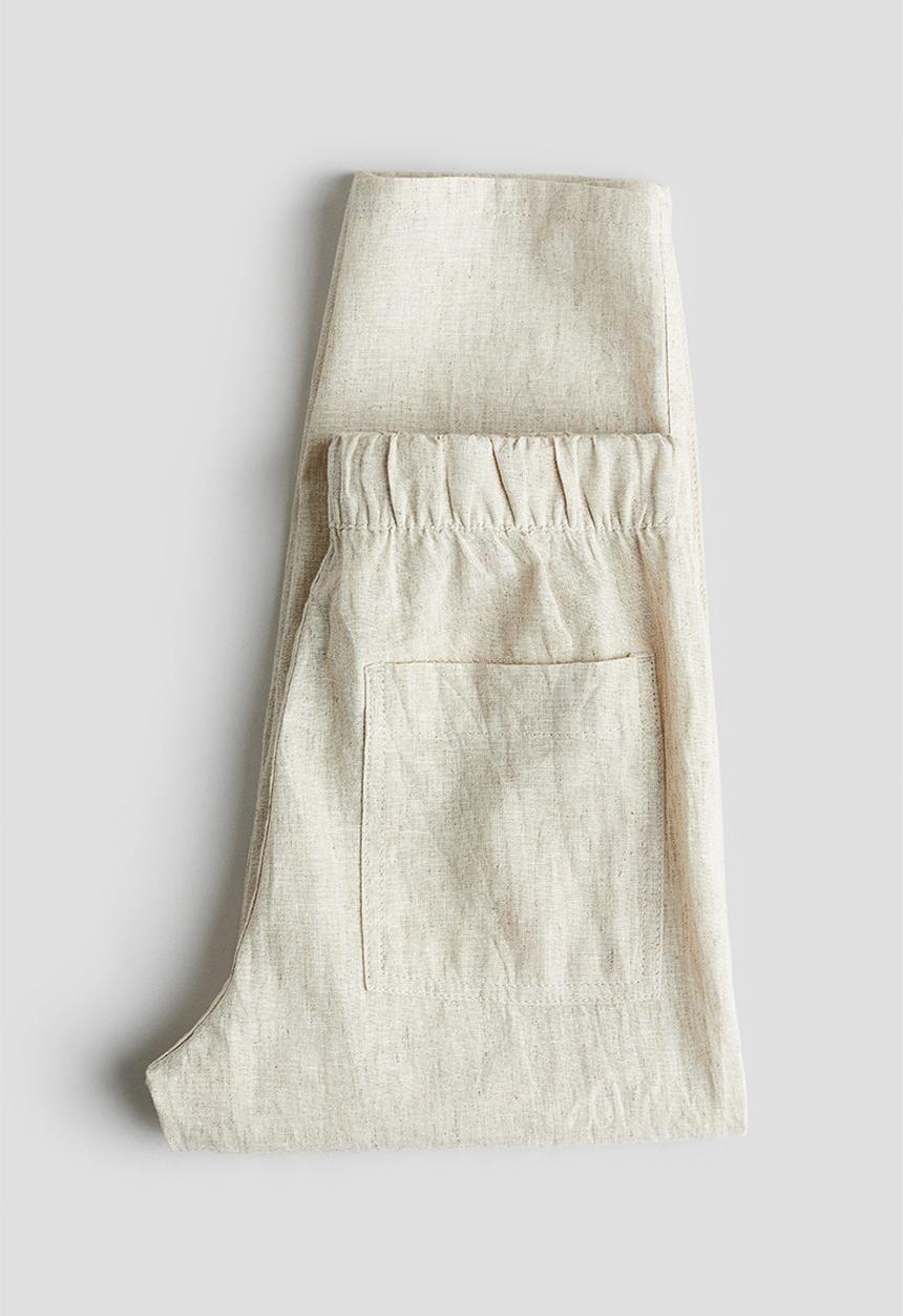 H&M - Linen-blend pull-on trousers - beige