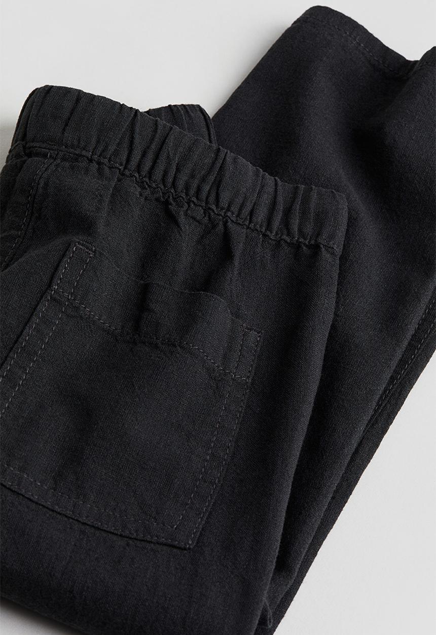 H&M - Linen-blend pull-on trousers - black