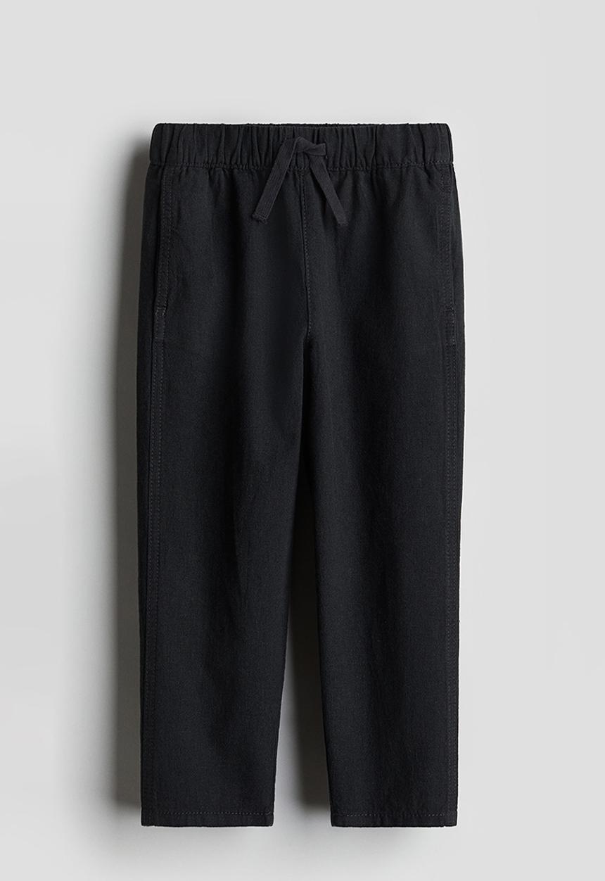 H&M - Linen-blend pull-on trousers - black
