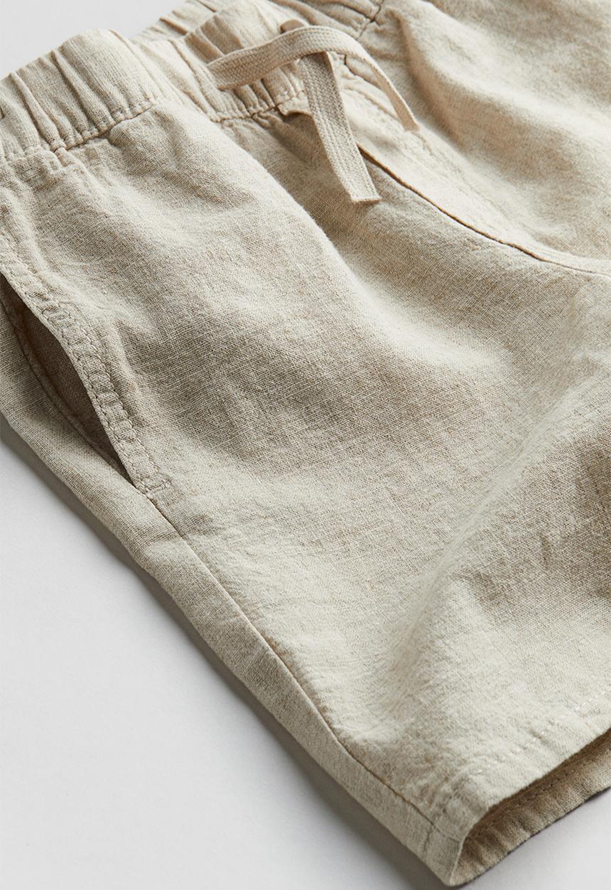 H&M - Linen-blend pull-on shorts - light beige 