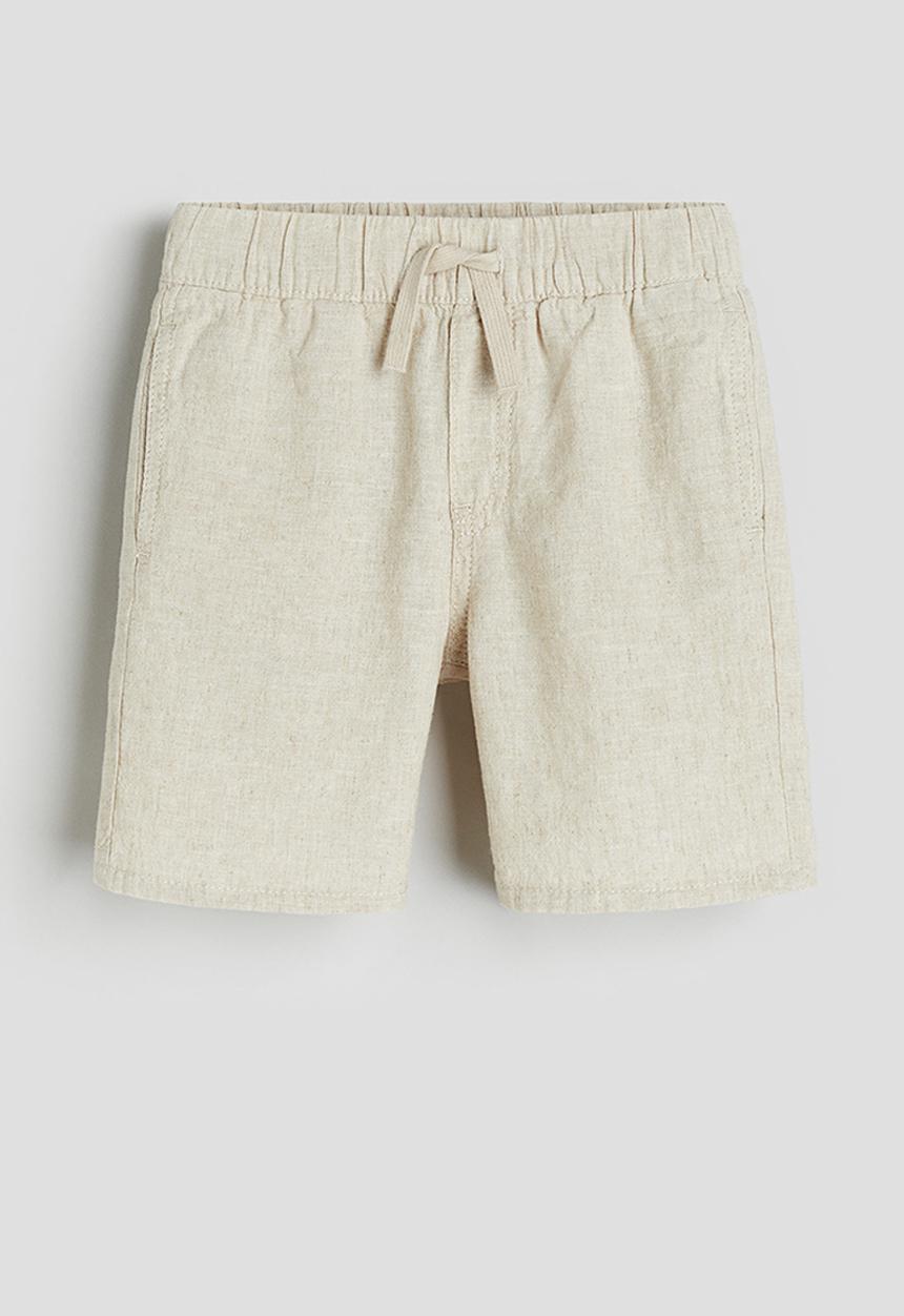 H&M - Linen-blend pull-on shorts - light beige 