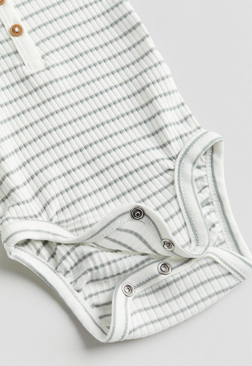 H&M - 2 piece cotton jersey set - white & green-striped