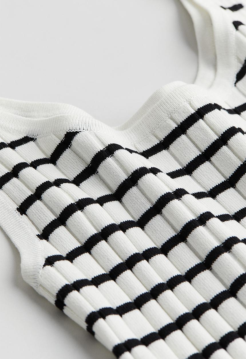 H&M - Rib-knit vest top - white & black striped