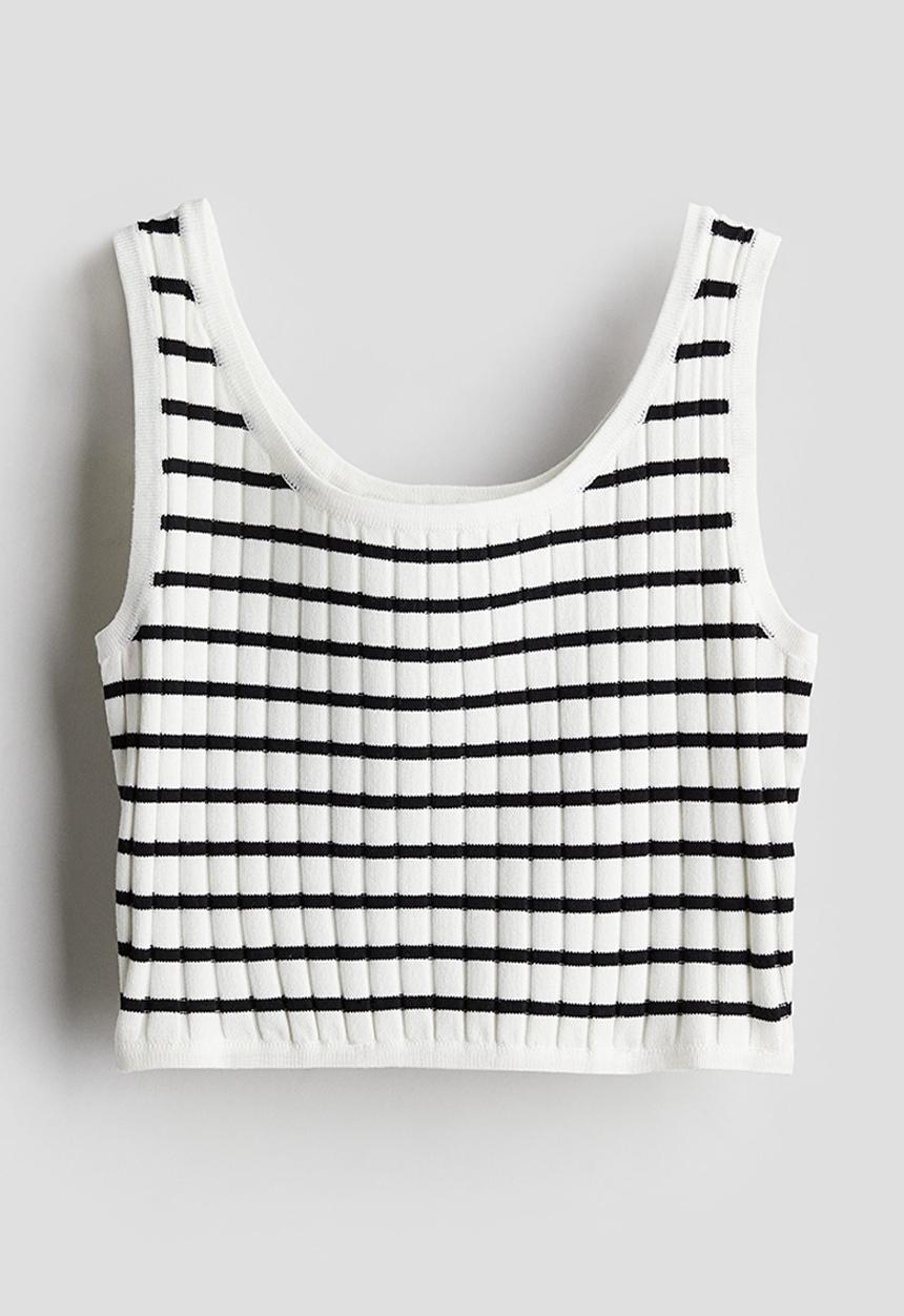 H&M - Rib-knit vest top - white & black striped