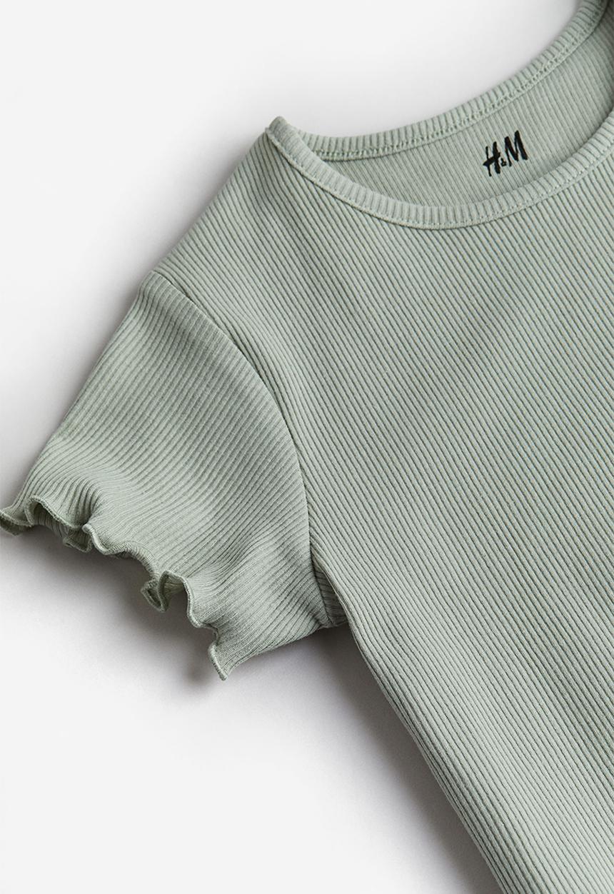 H&M - Ribbed jersey top - dusty green