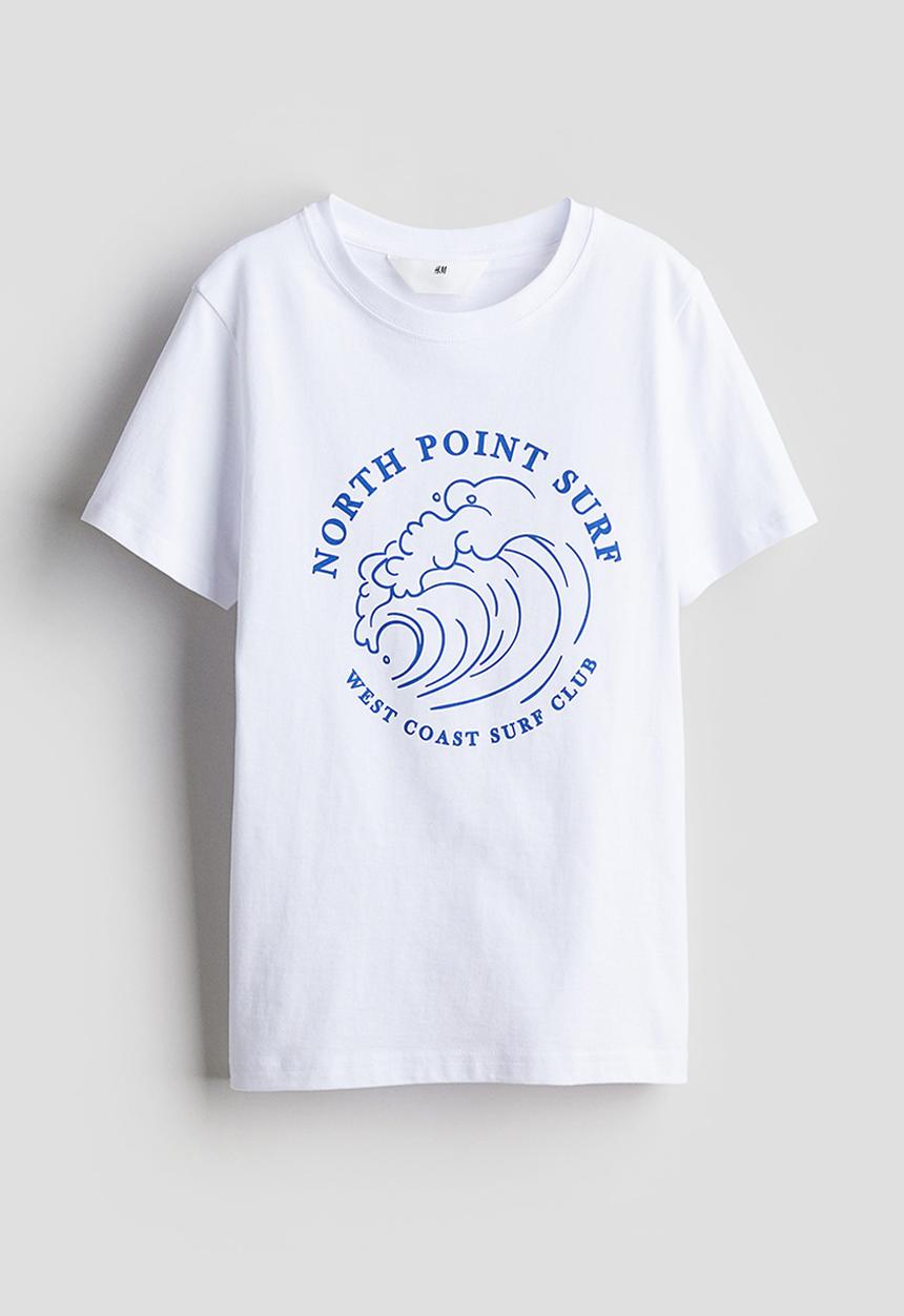 H&M - Printed cotton t-shirt - white wave