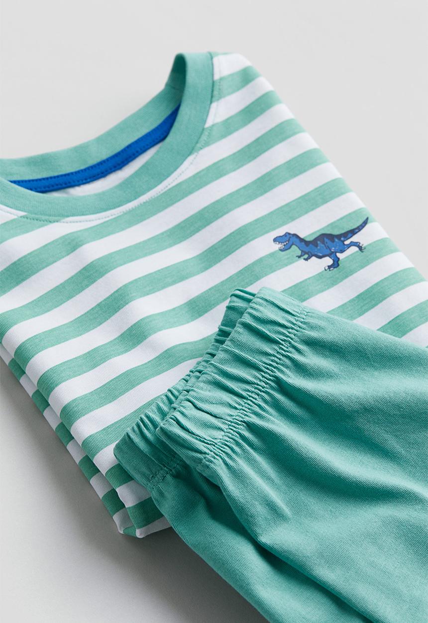 H&M - Printed cotton pyjamas - green striped 