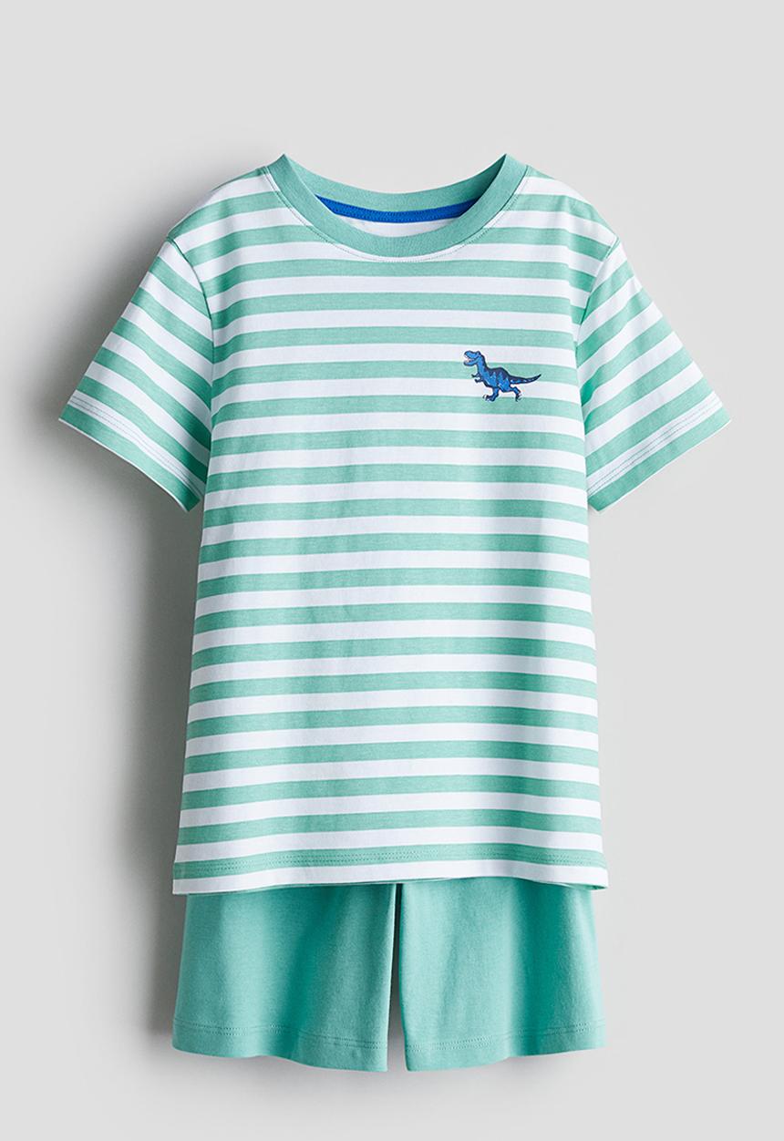 H&M - Printed cotton pyjamas - green striped 
