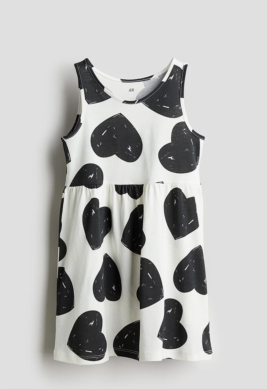 H&M - Patterned cotton dress - white hearts