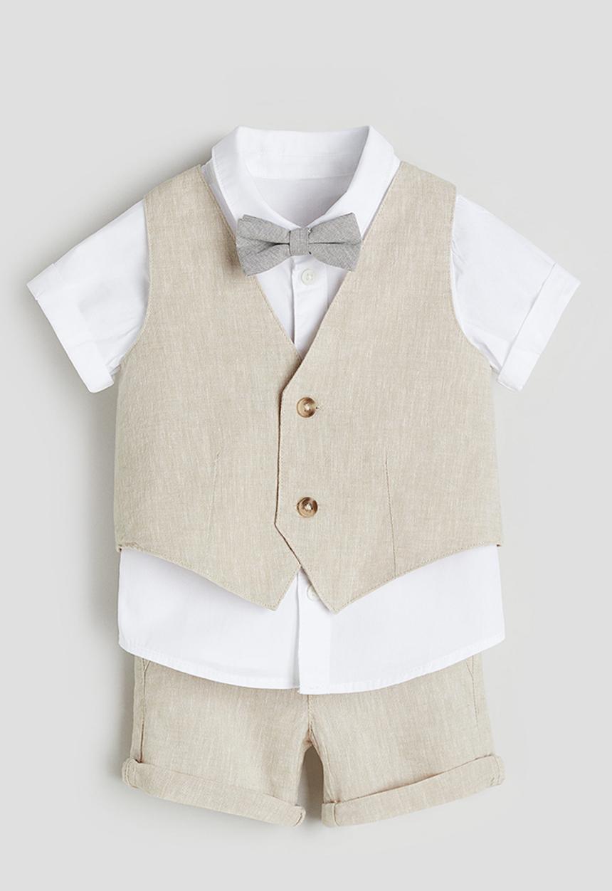 H&M - 4 piece dressy set - light beige & white