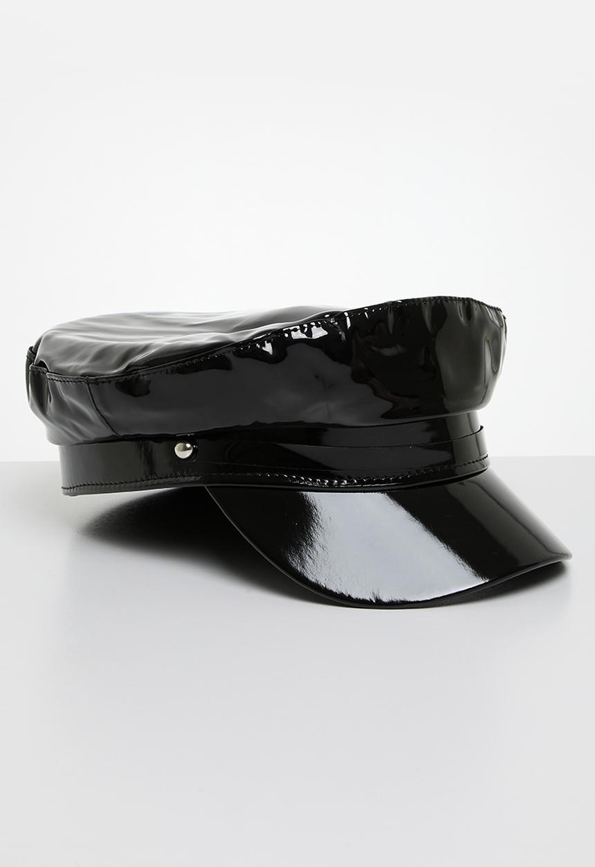 Superbalist - Patent faux leather baker boy hat - black