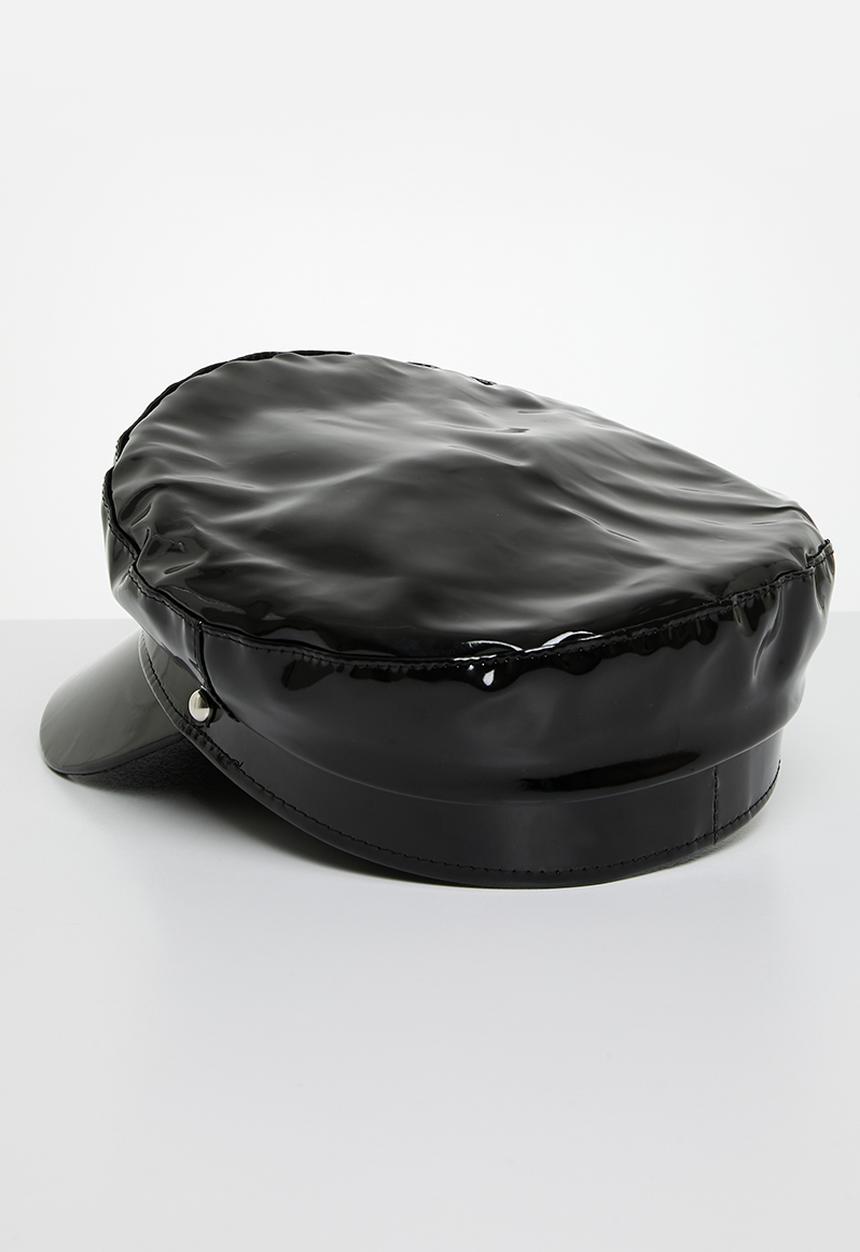 Superbalist - Patent faux leather baker boy hat - black