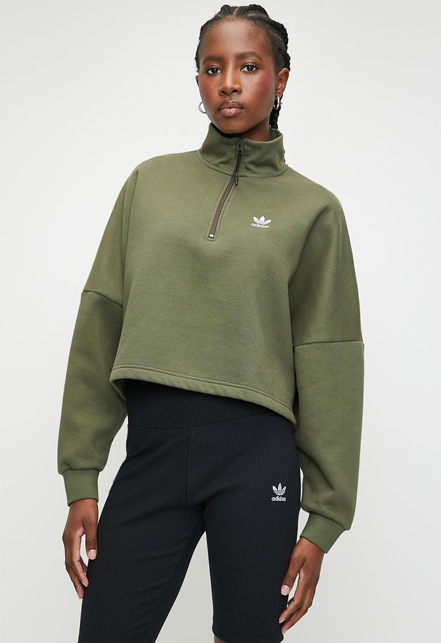 adidas Originals - Ess Half Zip Fl W - Olive Strata