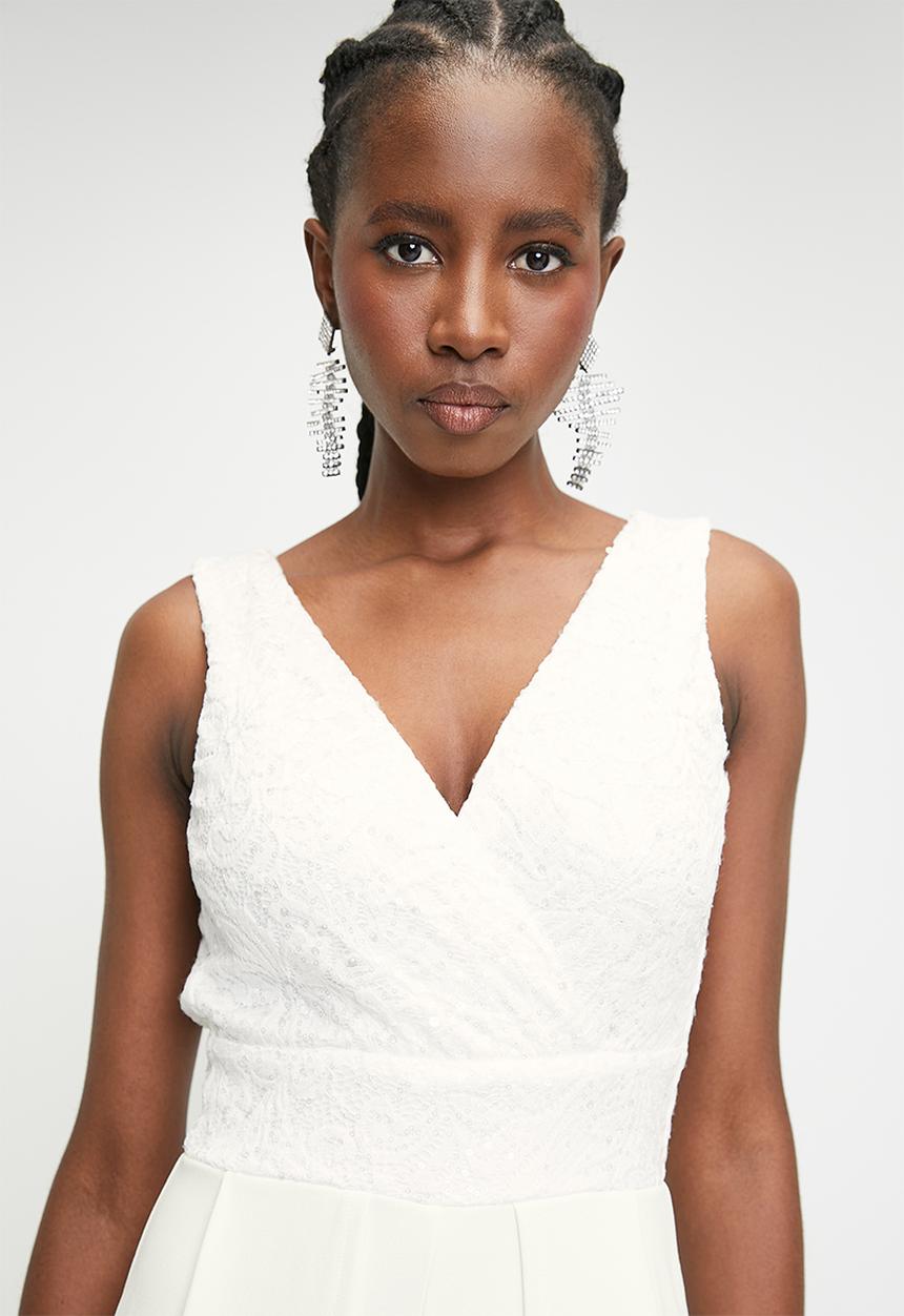 SISSY BOY - Heccers Glam : Jumpsuit With Wide Leg Pant  - Off White