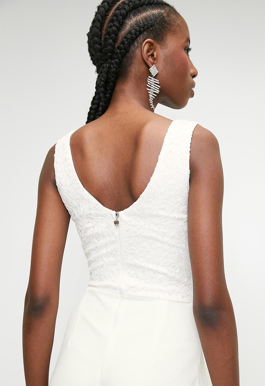 SISSY BOY - Heccers Glam : Jumpsuit With Wide Leg Pant  - Off White