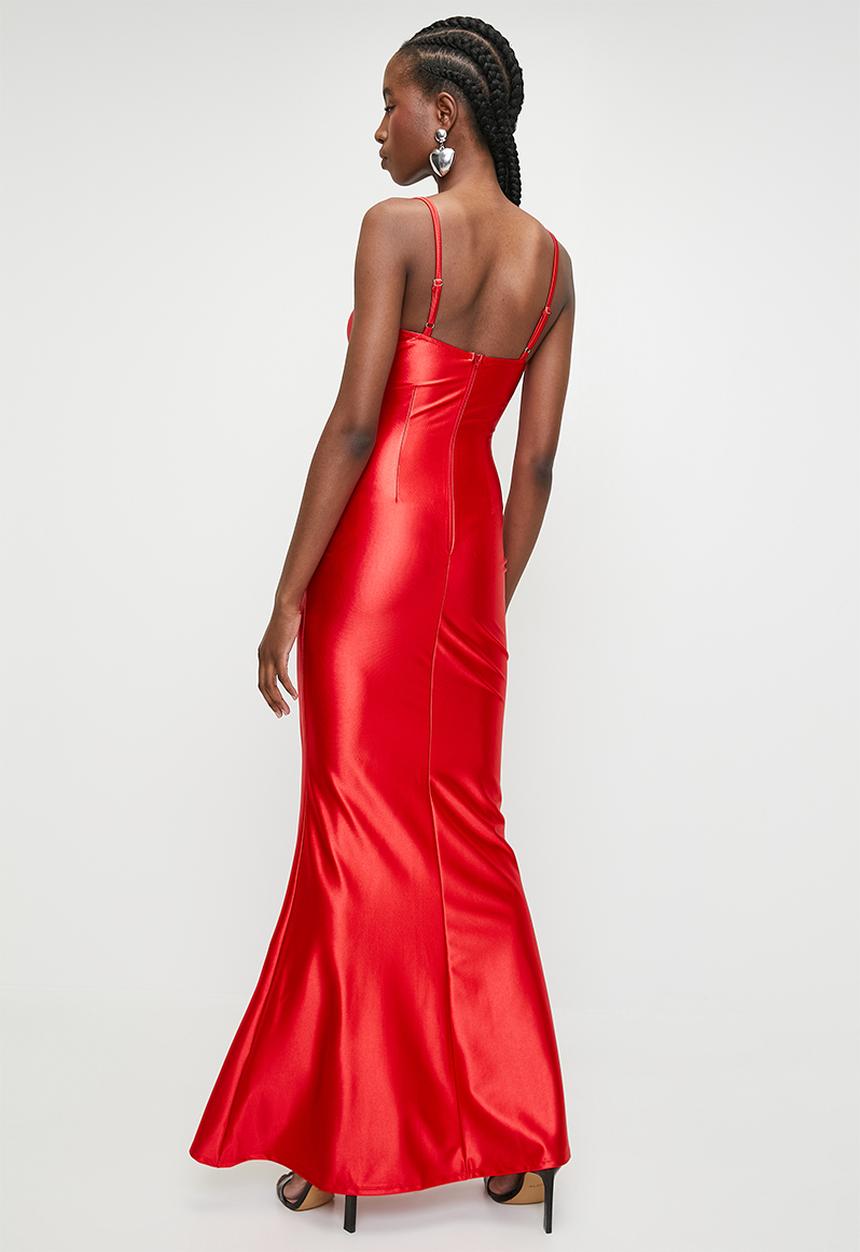 SISSY BOY - Must Be The Life: Shiny Caged Corset  Maxi  - Red