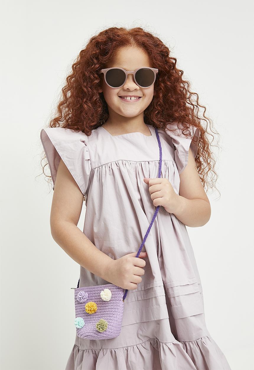 Pop Candy - Pom pom décor straw bag - purple