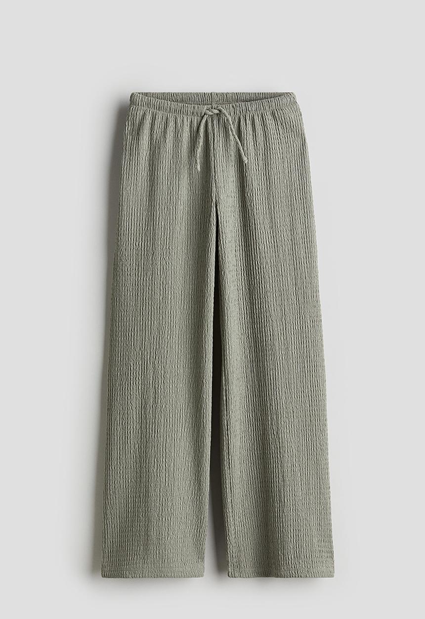 H&M - Crinkled jersey trousers - green