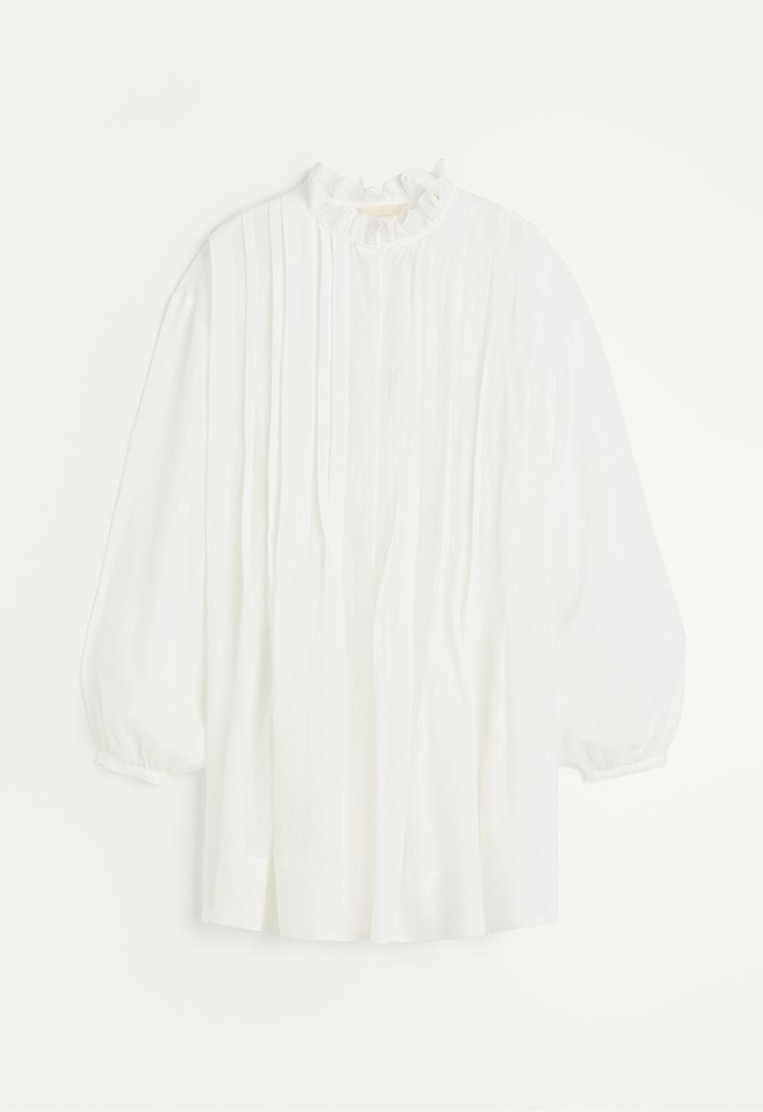 H&M - Pintucked ramie dress - white