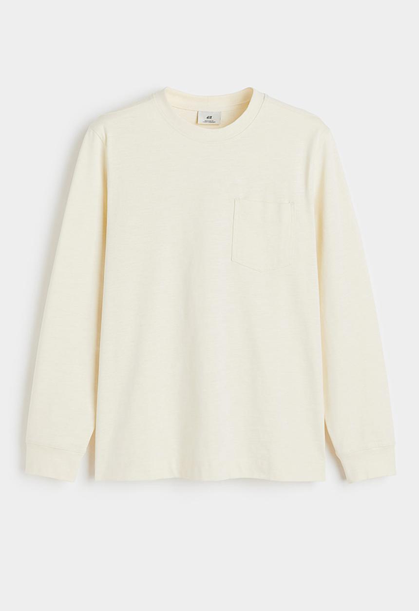 H&M - Regular fit long-sleeved jersey top - cream