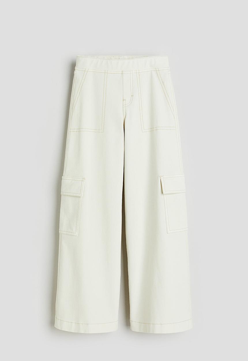 H&M - Wide cargo trousers - white