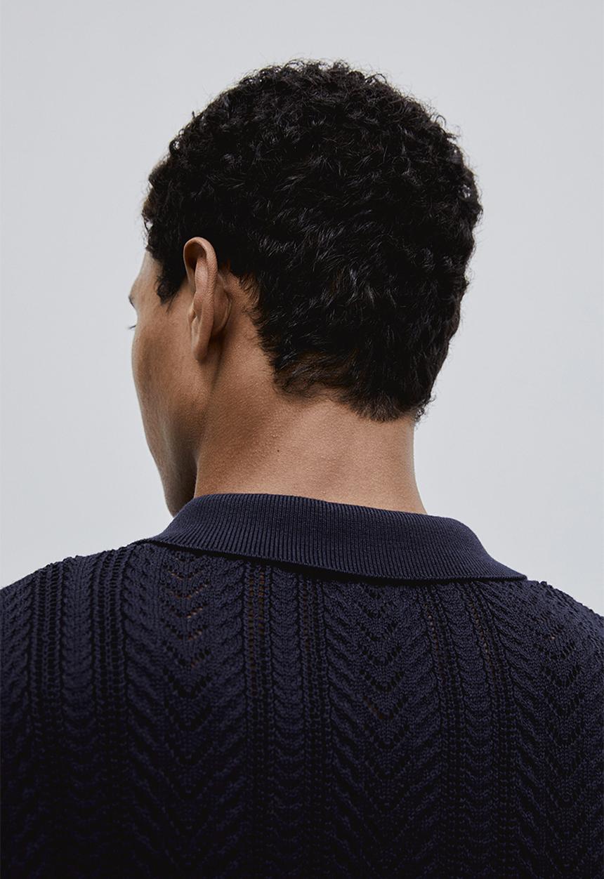 H&M - Regular fit pointelle-knit shirt - navy blue