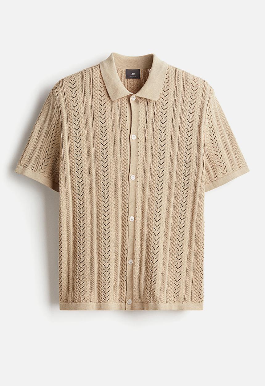 H&M - Regular fit pointelle-knit shirt - beige