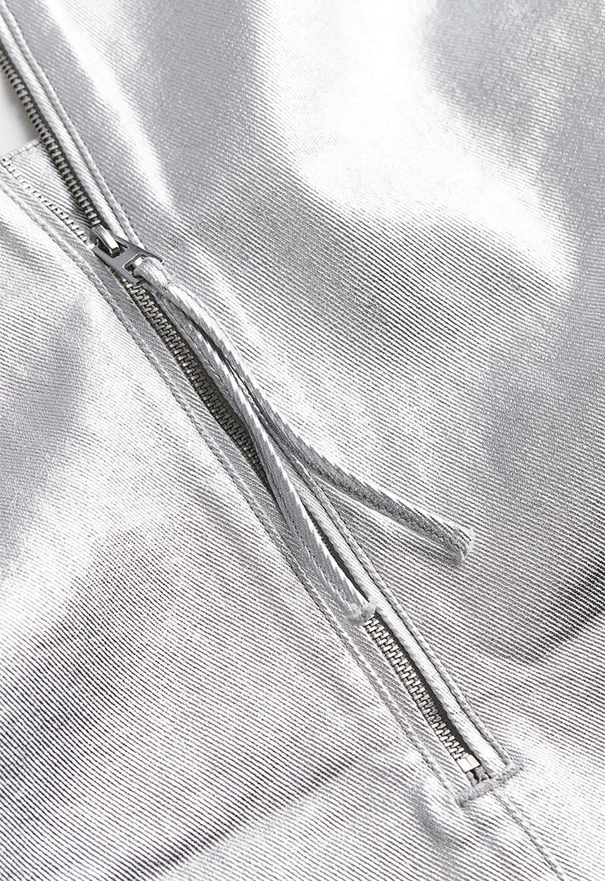 H&M - Shimmering metallic denim dress - silver-coloured
