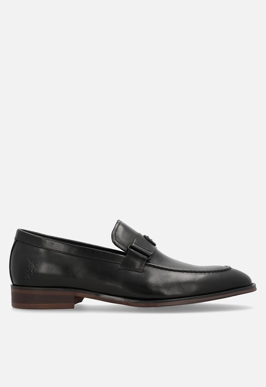 POLO - Circle pony trim penny loafer - black