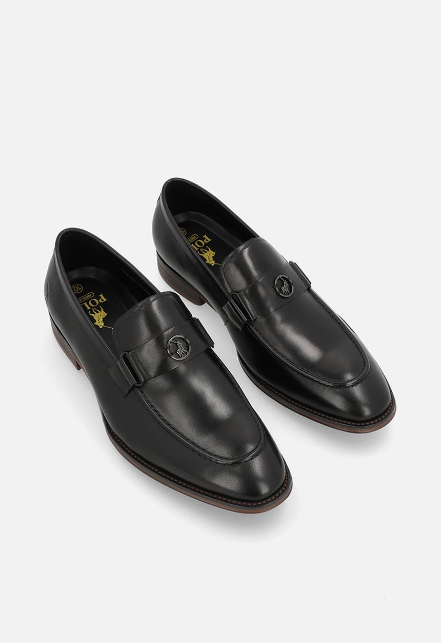 POLO - Circle pony trim penny loafer - black