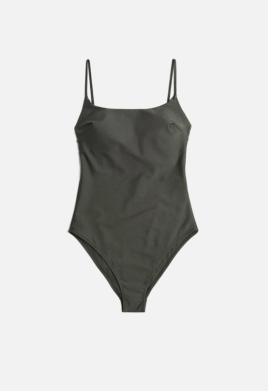 H&M - Padded-cup swimsuit - dark khaki green