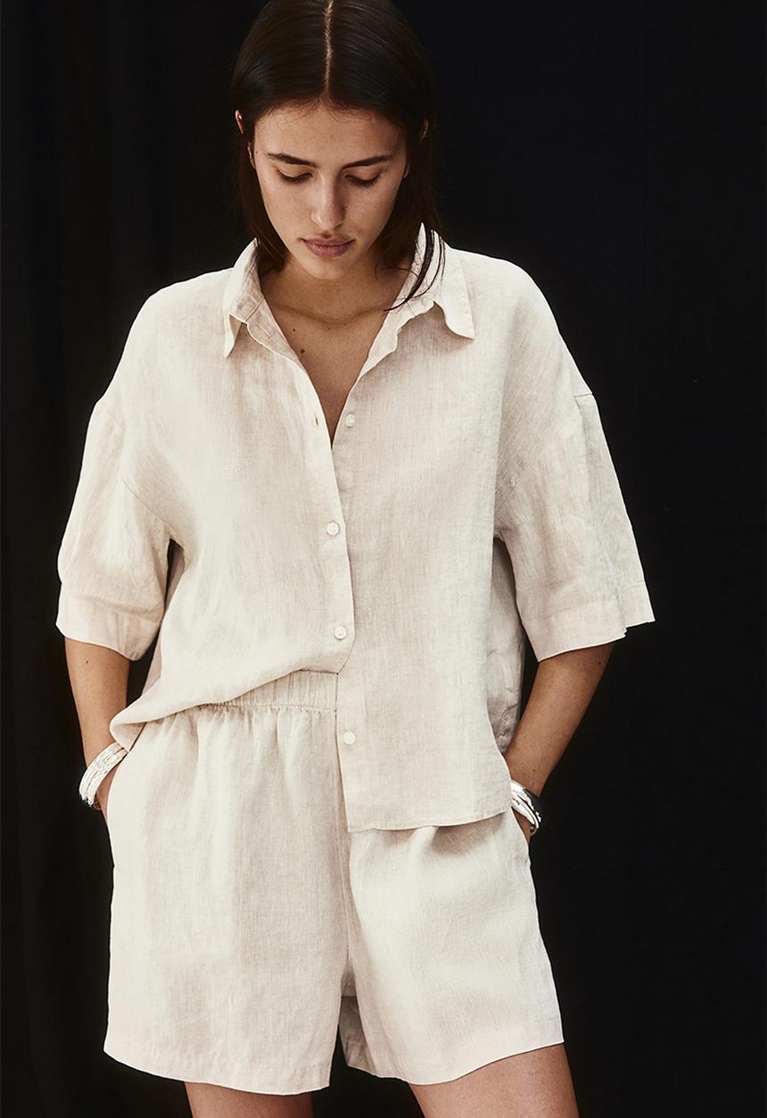 H&M - Pull-on linen shorts - natural white