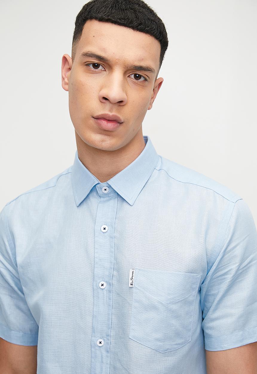 Ben Sherman - Linen Shirt Short Sleeve - Light Blue
