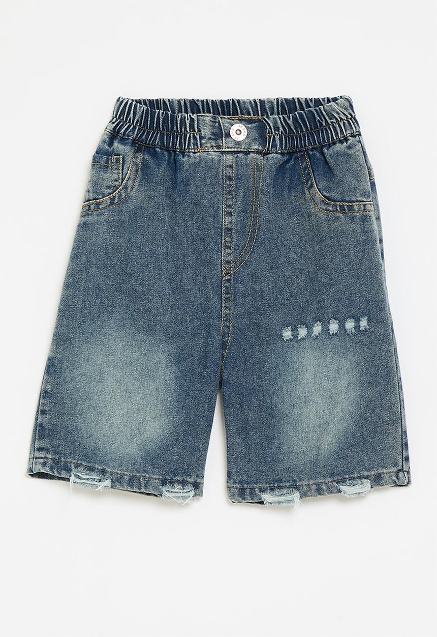 Pop Candy - Distressed denim shorts - blue