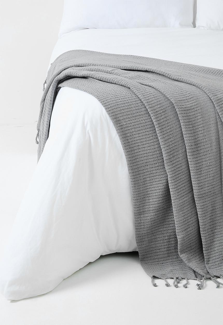 H&S - Cotton Knitted Throw - Grey