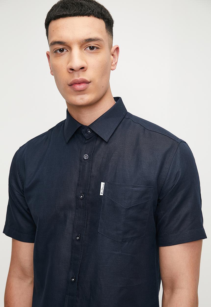 Ben Sherman - Linen Shirt Short Sleeve - Navy