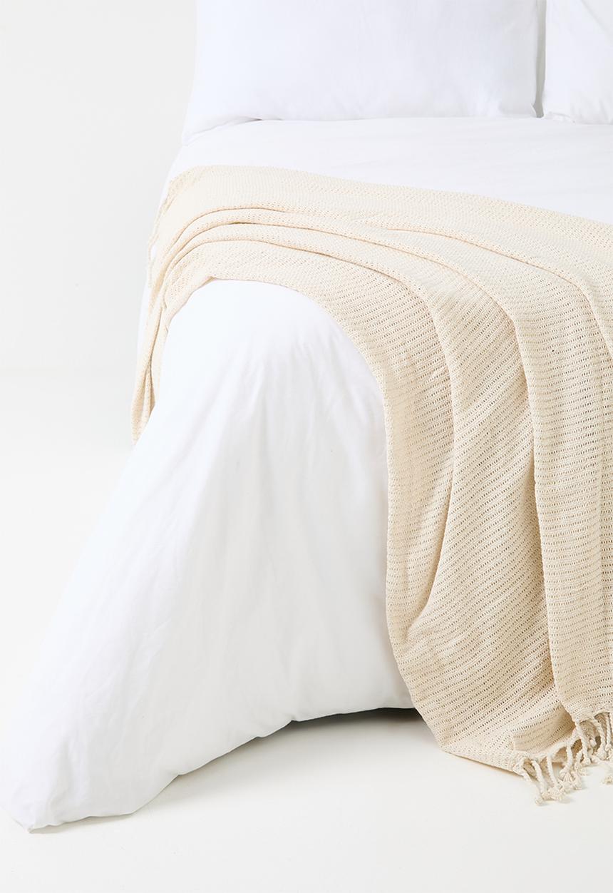 H&S - Cotton Knitted Throw - Natural