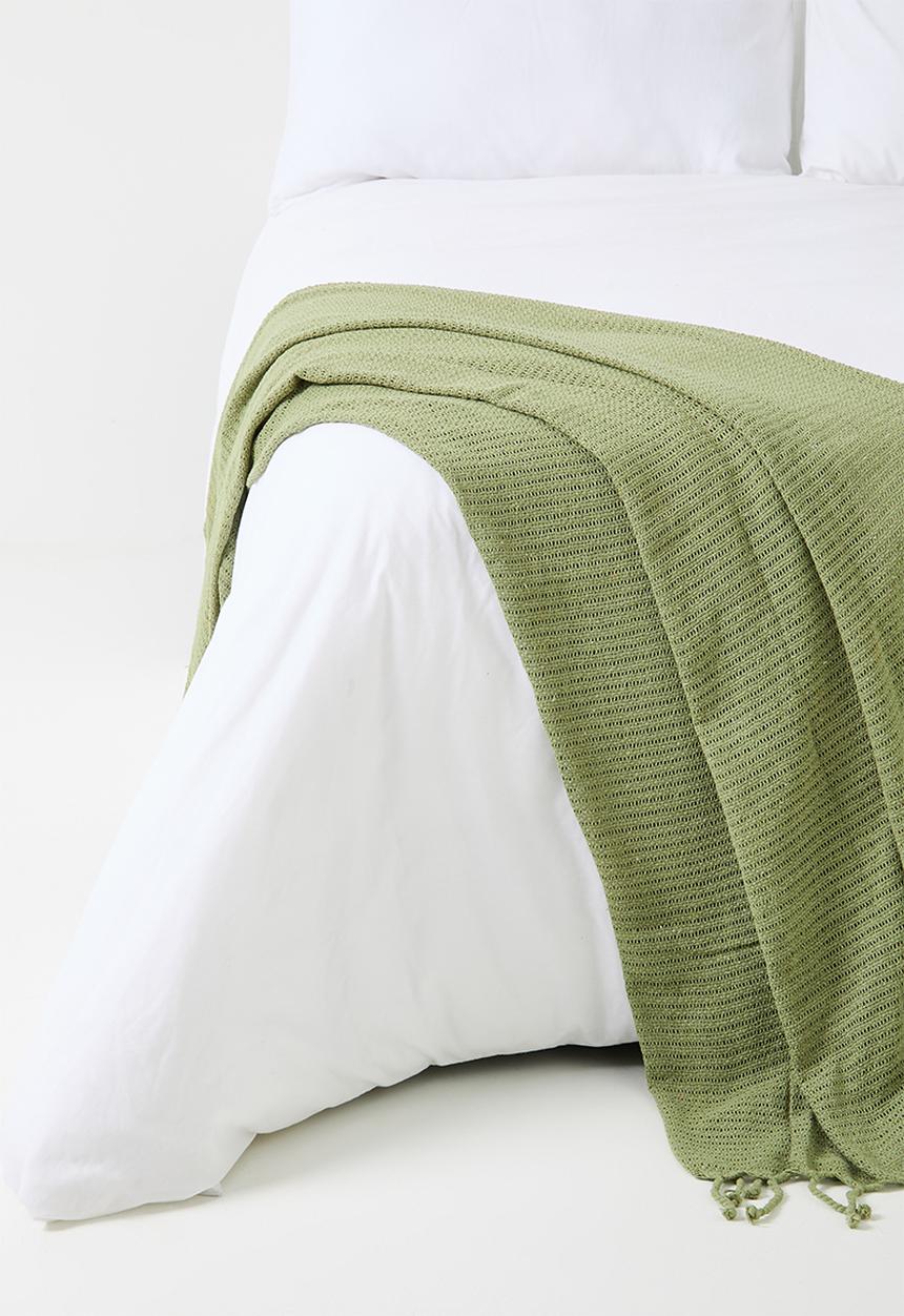 H&S - Cotton Knitted Throw - Army