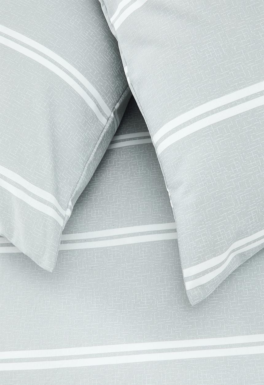Sixth Floor - Double Stripe Cotton Blend Duvet Set - Grey