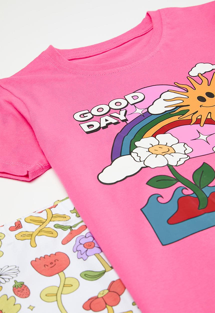 Pop Candy - Printed crew neck tee & legging set - multi
