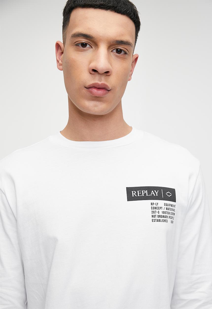 Replay - T-Shirt Manica Lunga Regular - White