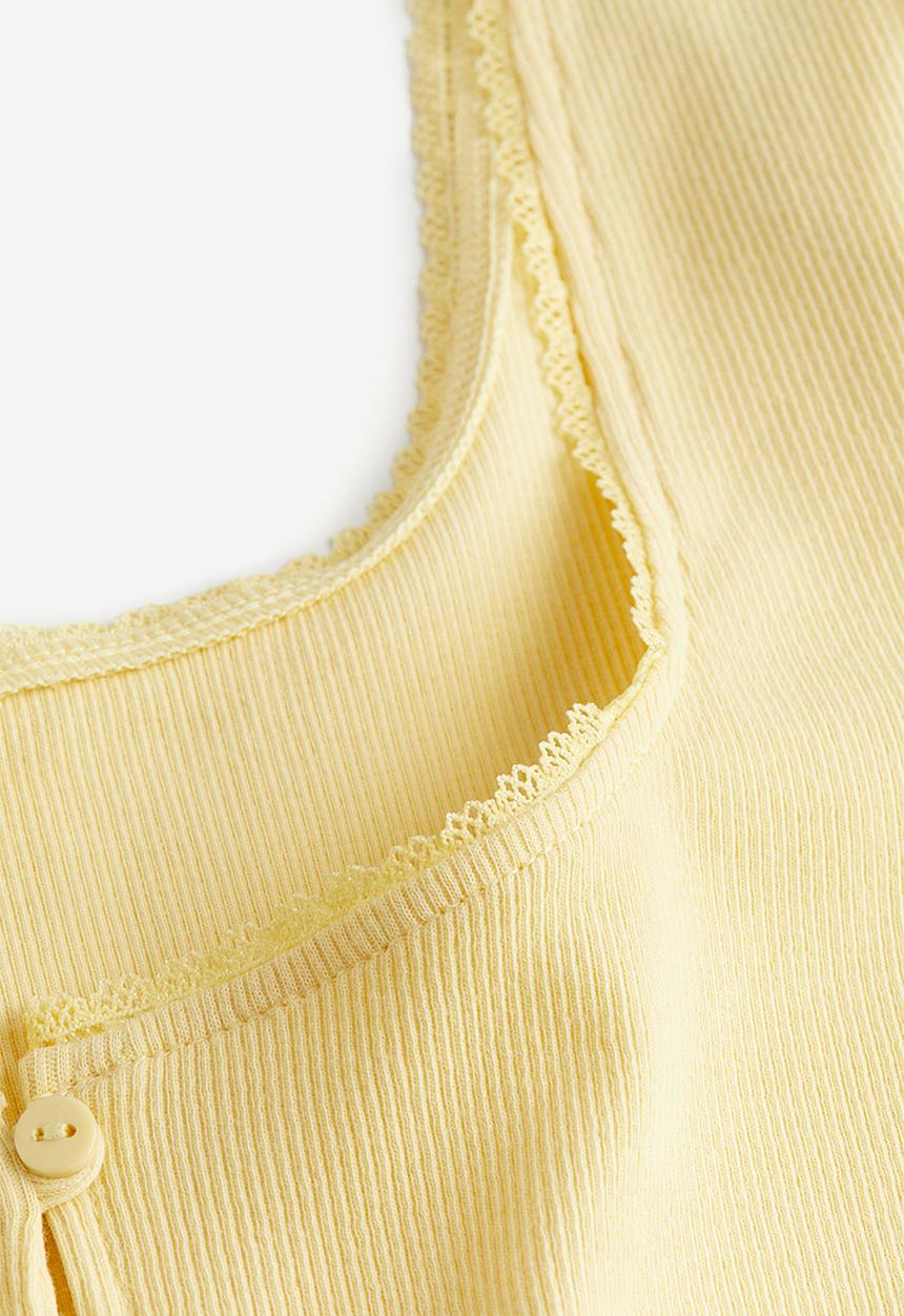 H&M - Ribbed jersey top - light yellow