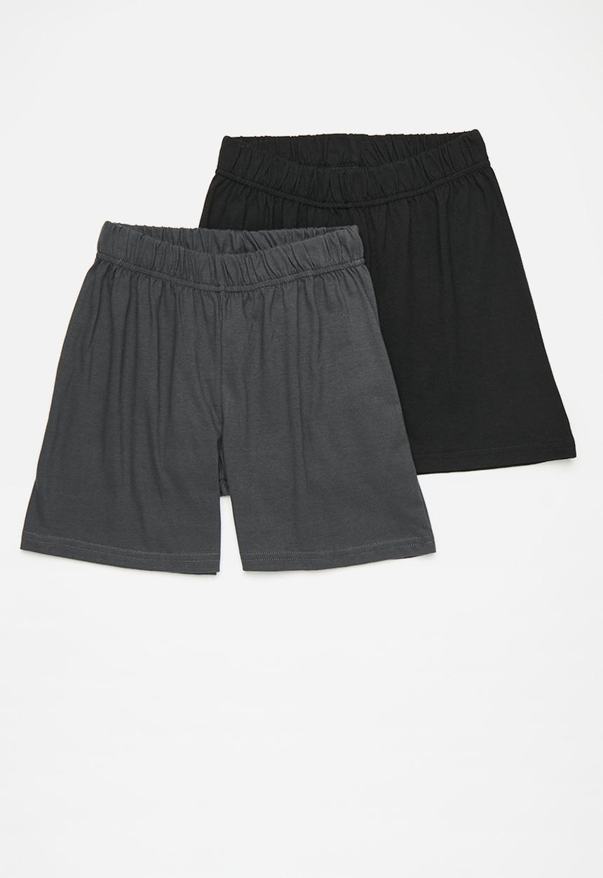 Pop Candy - 2 Pack pj short - grey & black